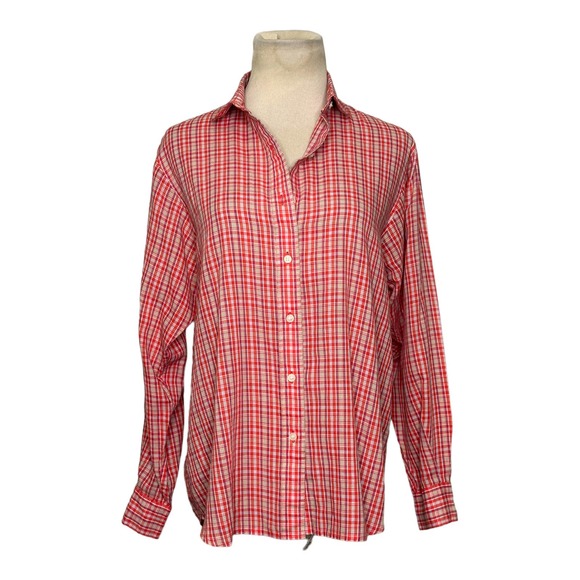 Ann Klein vintage red plaid long sleeves button shirt size 10 - Picture 12 of 12